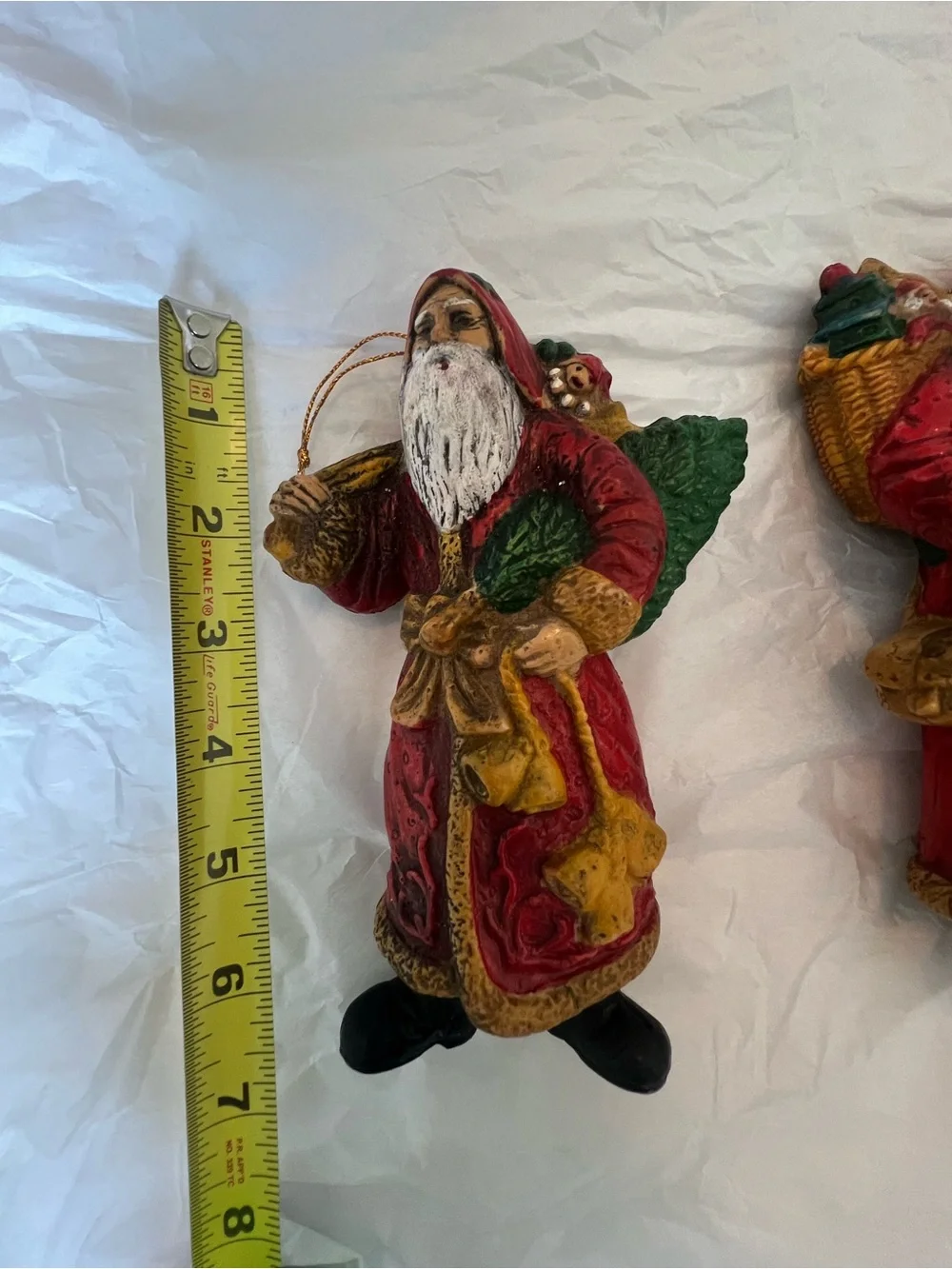 Hand-Painted Red Santa Ornament Set - Festive Home Holiday Figurines